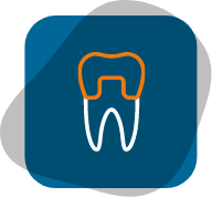 Tooth with dental crown icon